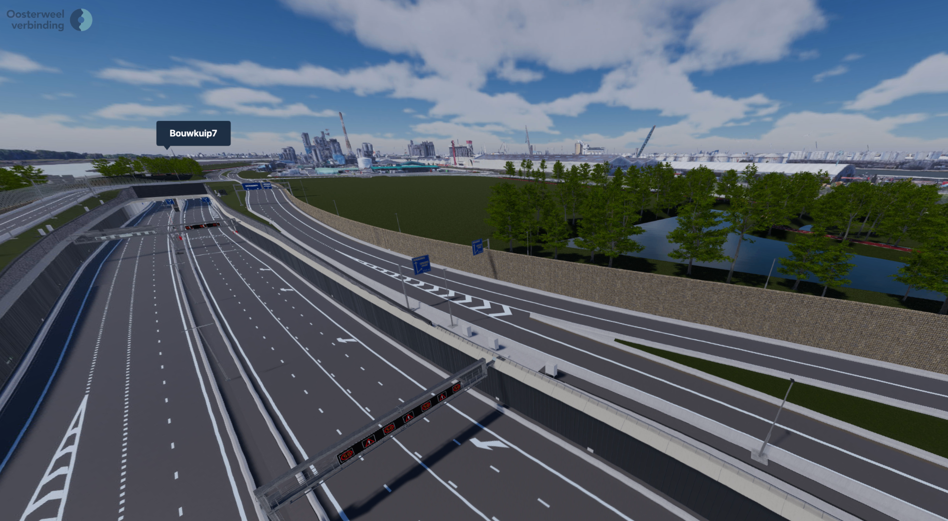 Oosterweelverbinding tunnel and construction pit visualised in Spectr